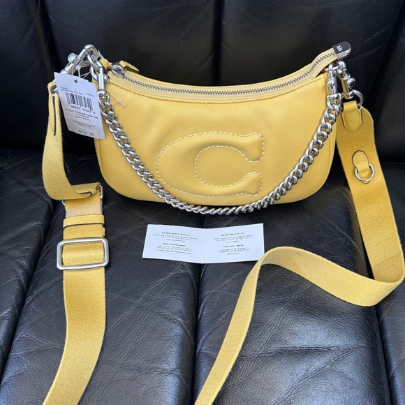 Coach Teri Shoulder Bag With Signature Quilting Silver/retro yellow - Picture 2 of 12